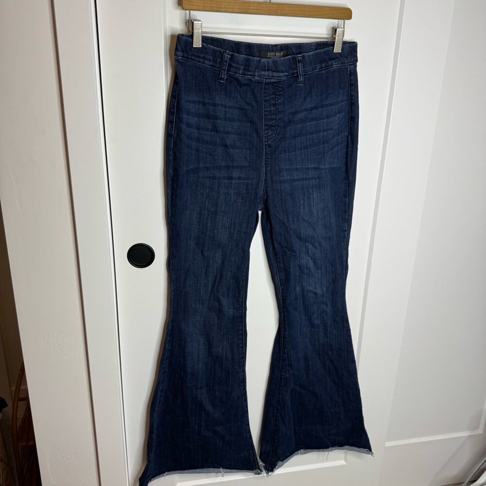 Judy Blue Pull On Super Flare Dark Wash High Rise Jeans Size 13/31 - Picture 2 of 8